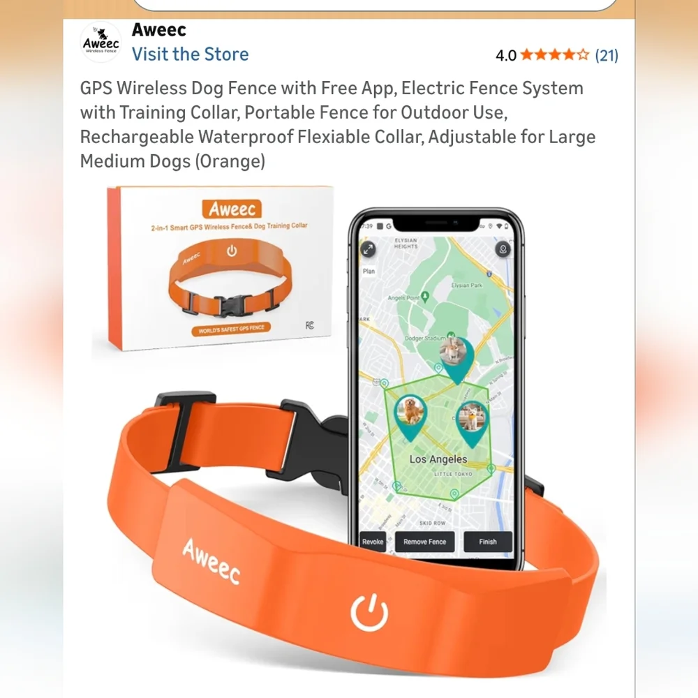 Aweec 2-in-1 Smart GPS Wireless Fence And Dog Training Collar Medium